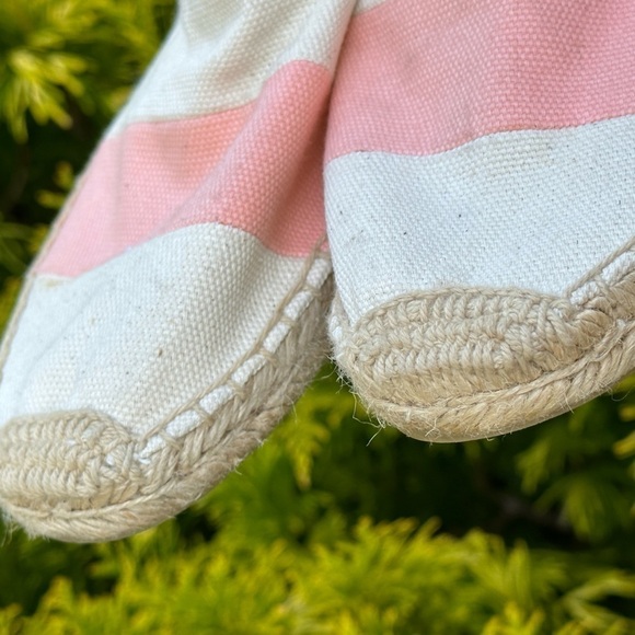 Soludos Barca Espadrille Peach and Cream Canvas Upper  Flat Size 9 flawed - Picture 8 of 16